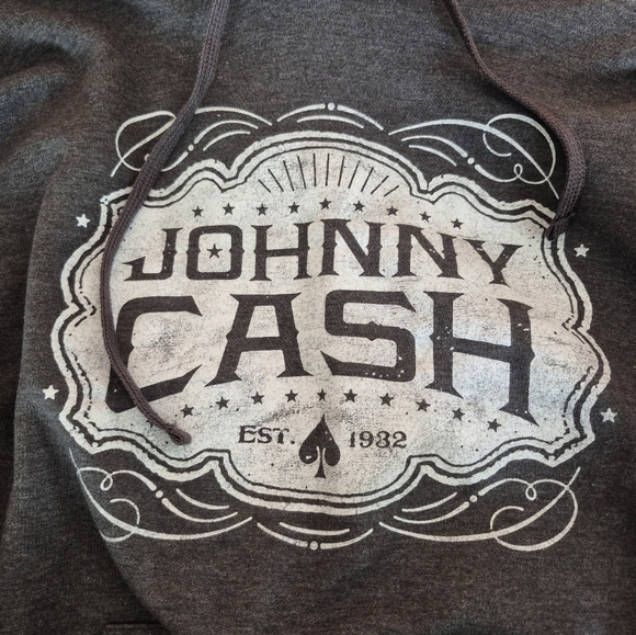 Johnny‎ Cash Hoodie sweatshirt womens size large Heather grey - Picture 4 of 4